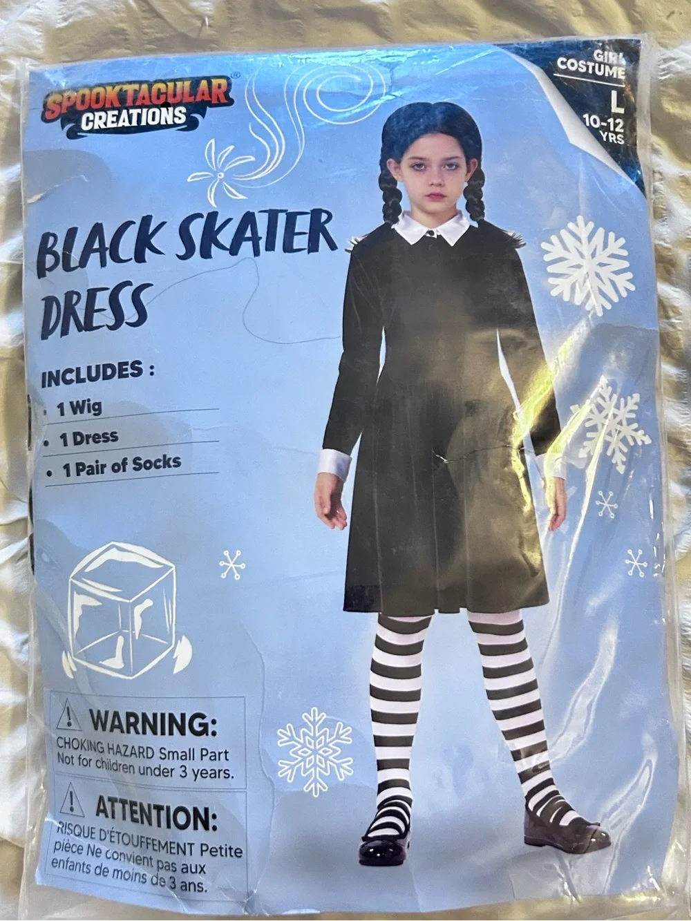 NWT Spooktacular Creations Girls Black Skater Dress Goth Girl Halloween Costume